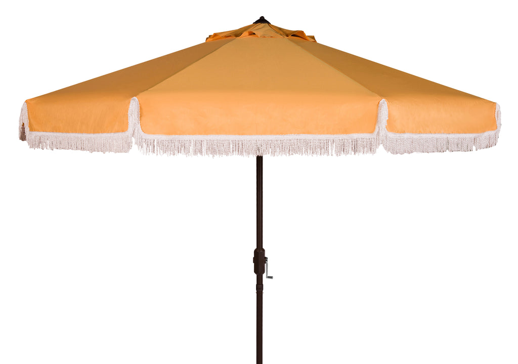 milan-fringe-9ft-crank-outdoor-push-button-umbrella-safavieh-pat8008-Yellow / White Trim