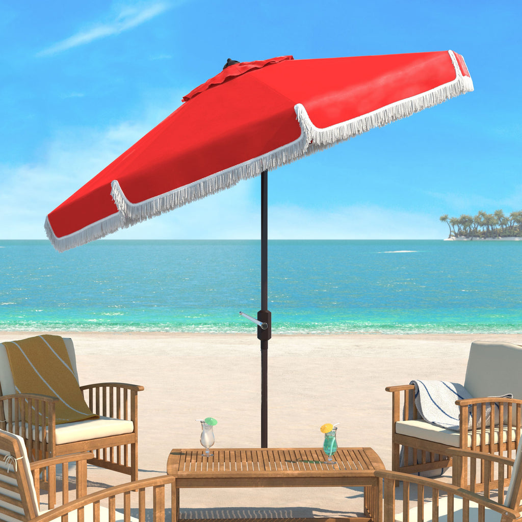 milan-fringe-9ft-crank-outdoor-push-button-umbrella-safavieh-pat8008-Red / White