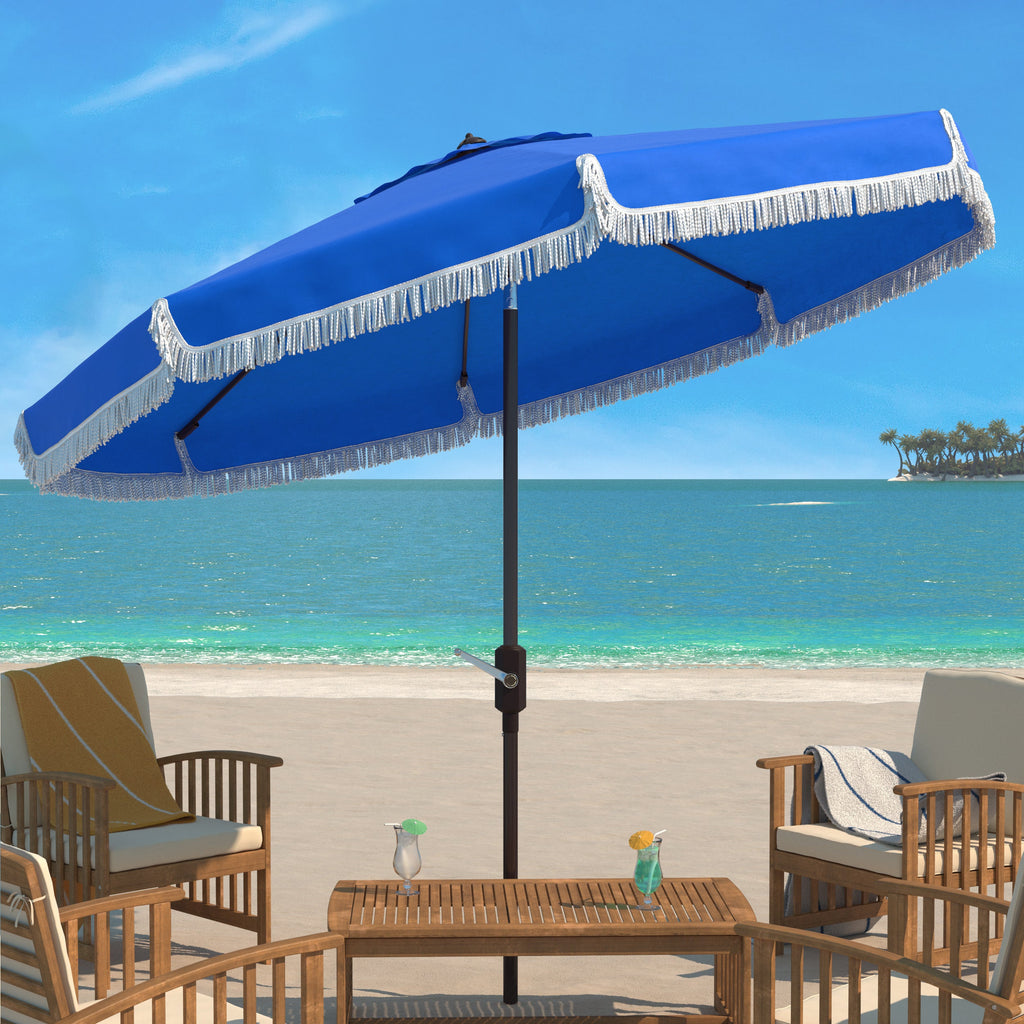 milan-fringe-9ft-crank-outdoor-push-button-umbrella-safavieh-pat8008-Pacific Blue