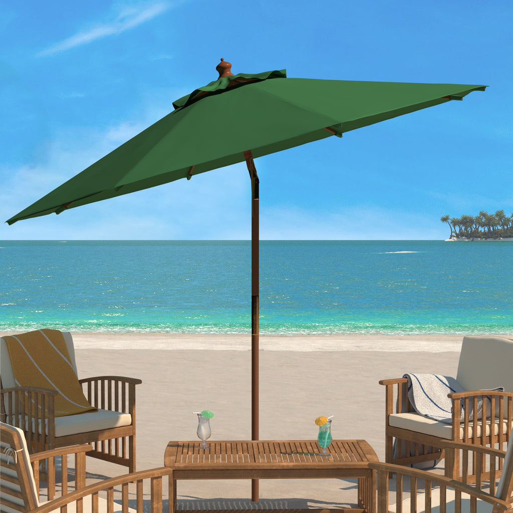 cannes-9ft-wooden-outdoor-umbrella-safavieh-pat8009-Hunter Green