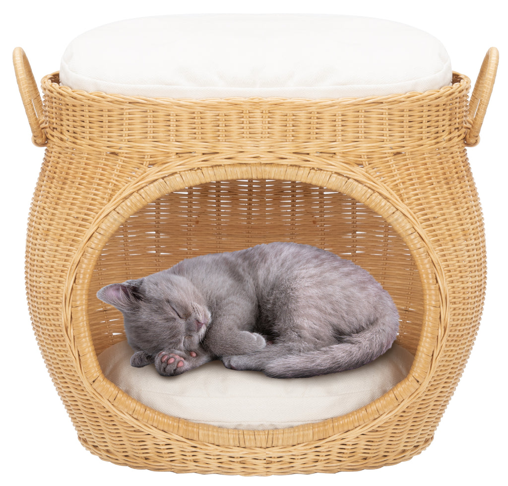 faati-cat-bed-w-cushion-safavieh-pet6503-Natural Honey / White