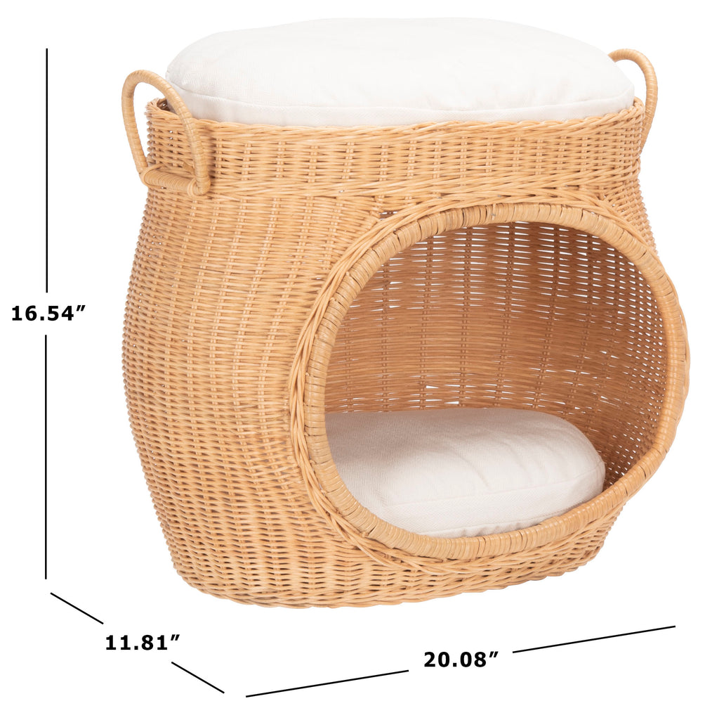 faati-cat-bed-w-cushion-safavieh-pet6503-Natural Honey / White