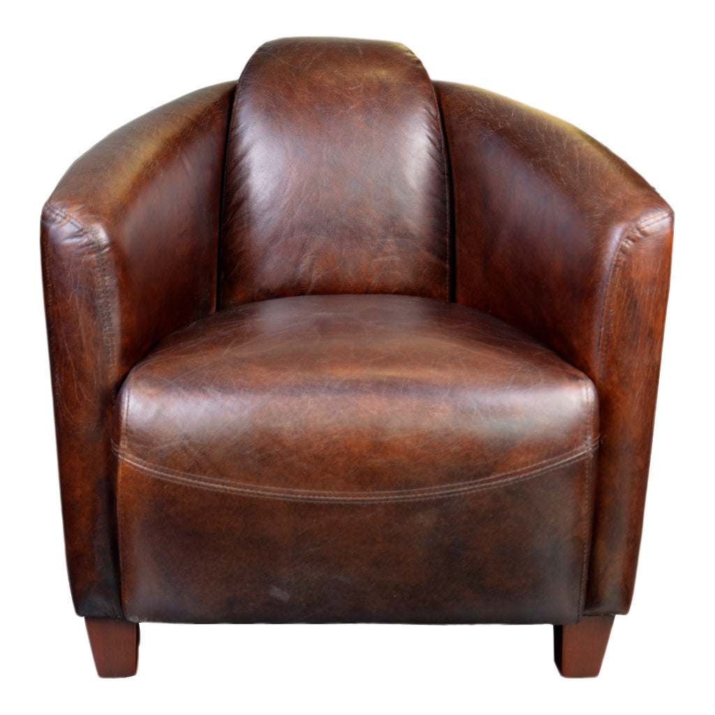 Salzburg Club Chair Dark Brown Leather | Moe's Furniture - PK-1000-20