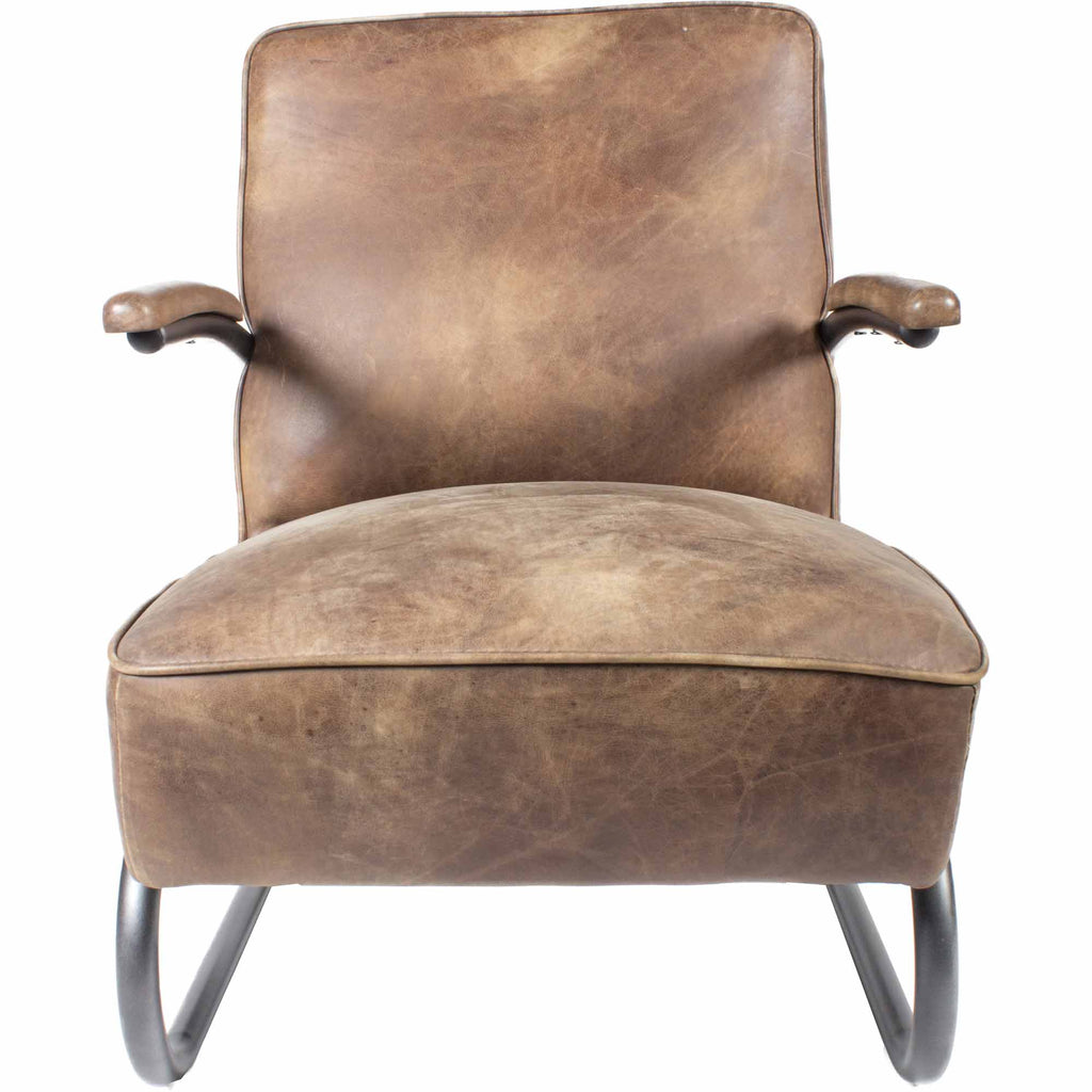 Perth Club Chair Grazed Brown Leather | Moe's Furniture - PK-1022-03