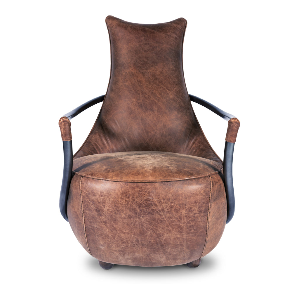 Carlisle Club Chair Grazed Brown Leather | Moe's Furniture - PK-1026-03