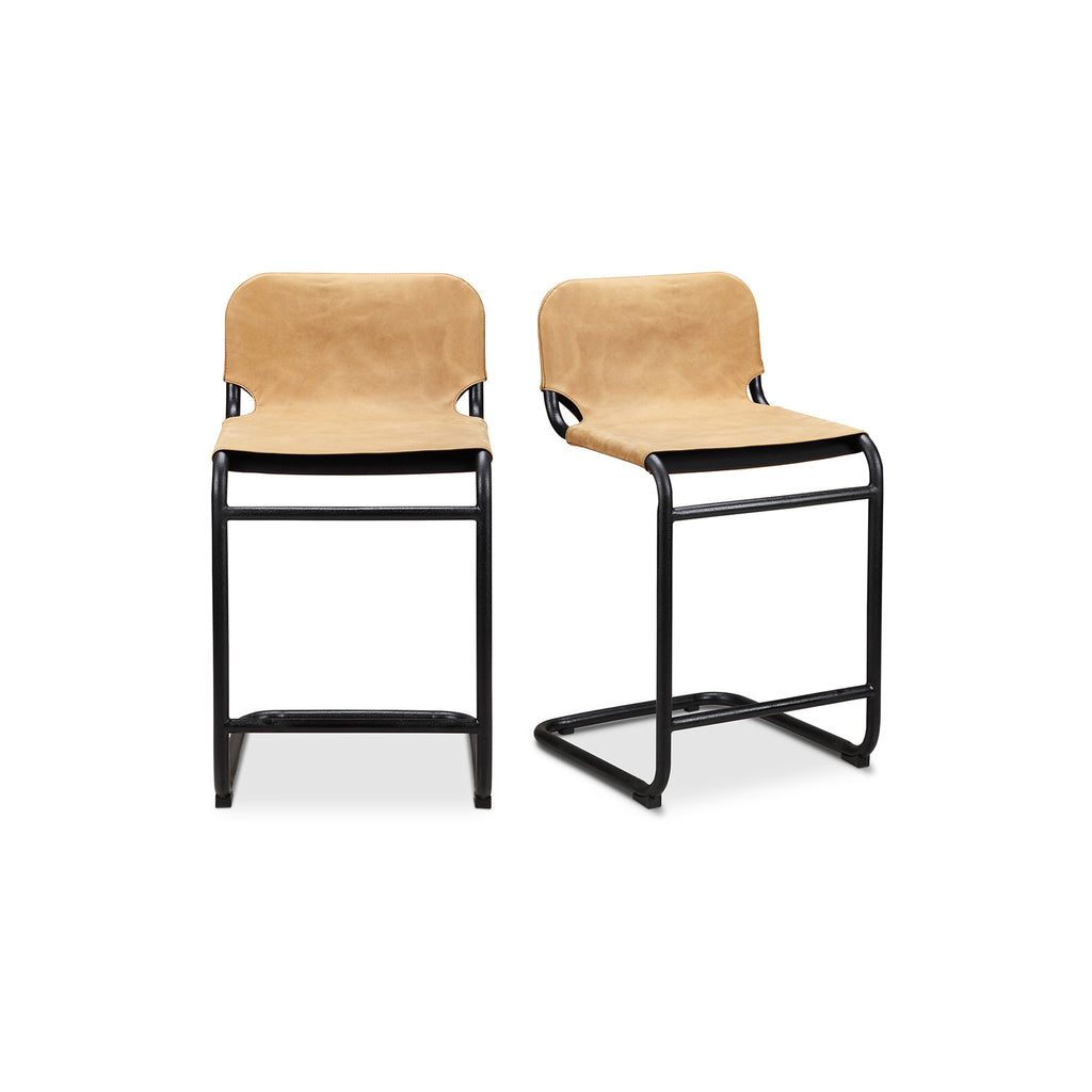 Baker Counter Stool Sunbaked Tan Leather -Set Of Two | Moe's Furniture - PK-1072-40