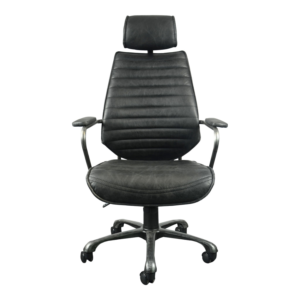 Executive Swivel Office Chair Onyx Black Leather | Moe's Furniture - PK-1081-02