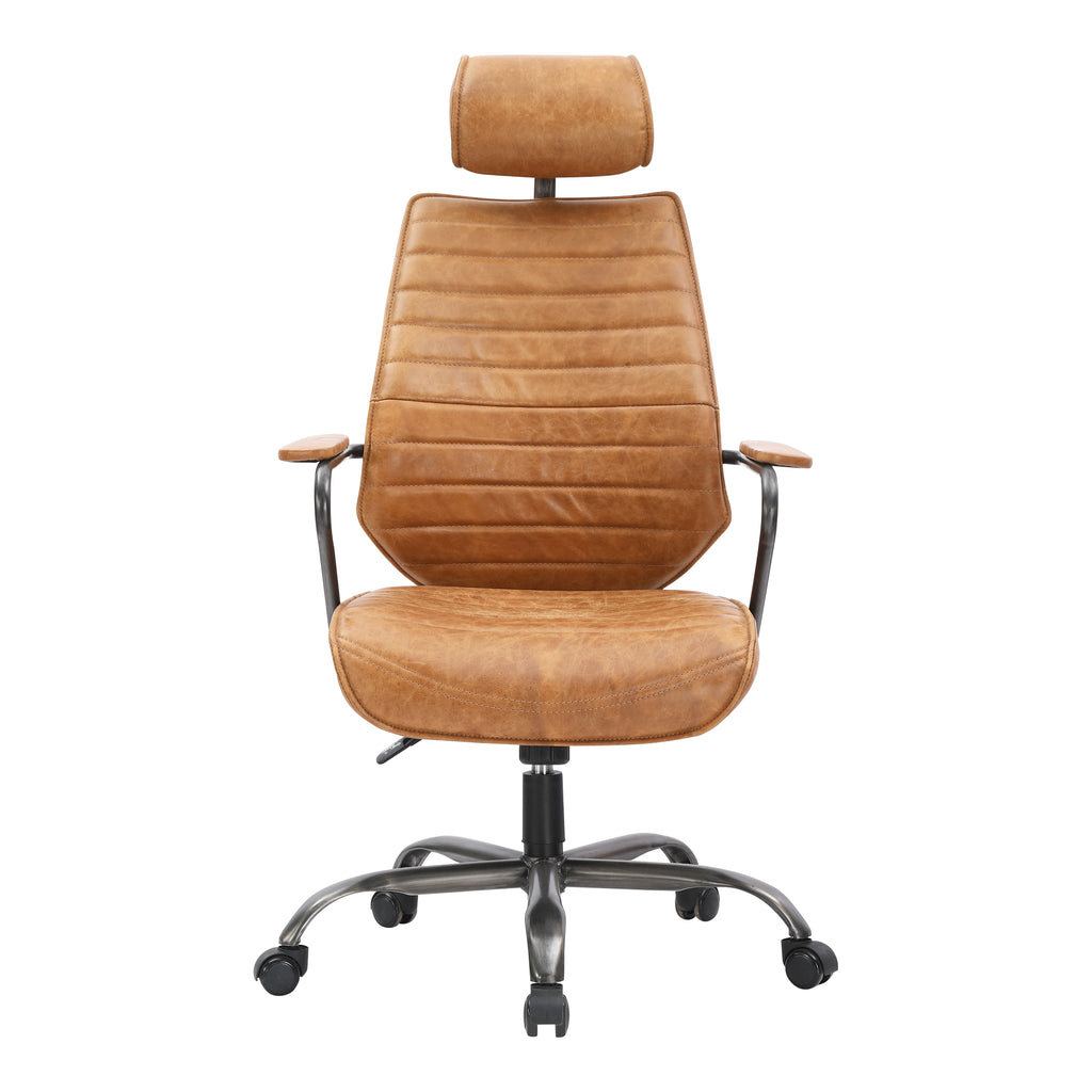 Executive Swivel Office Chair Cigare Tan Leather | Moe's Furniture - PK-1081-23