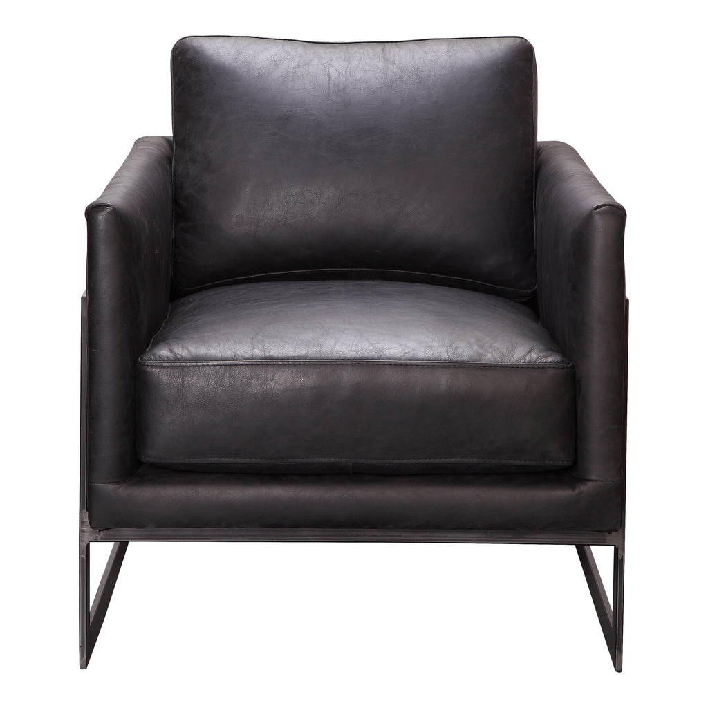 Luxley Club Chair Onyx Black Leather | Moe's Furniture - PK-1082-02