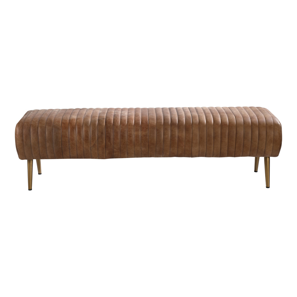 Endora Bench Open Road Brown Leather | Moe's Furniture - PK-1105-14