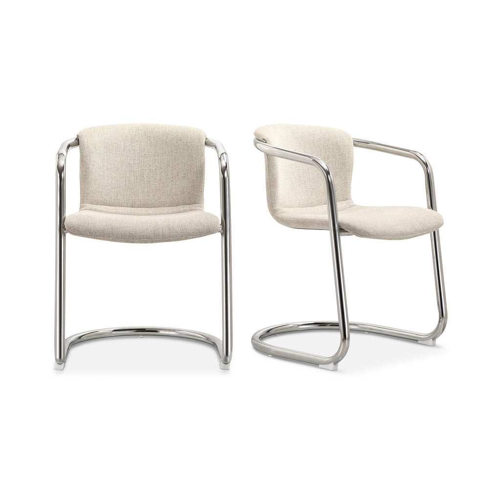 Freeman Chrome Frame Dining Chair Blended Cream-Set Of Two | Moe's Furniture - PK-1114-37