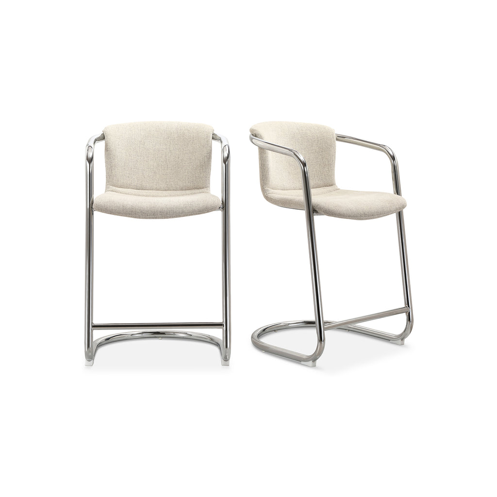 Freeman Chrome Frame Counter Stool Blended Cream-Set Of Two | Moe's Furniture - PK-1115-37