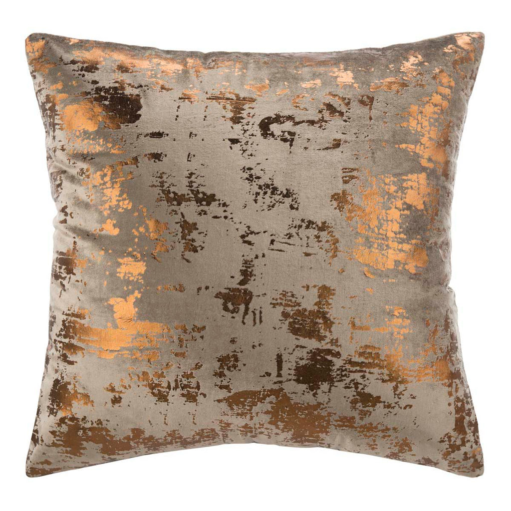 Edmee Metallic Pillow | Safavieh - Brown/Copper