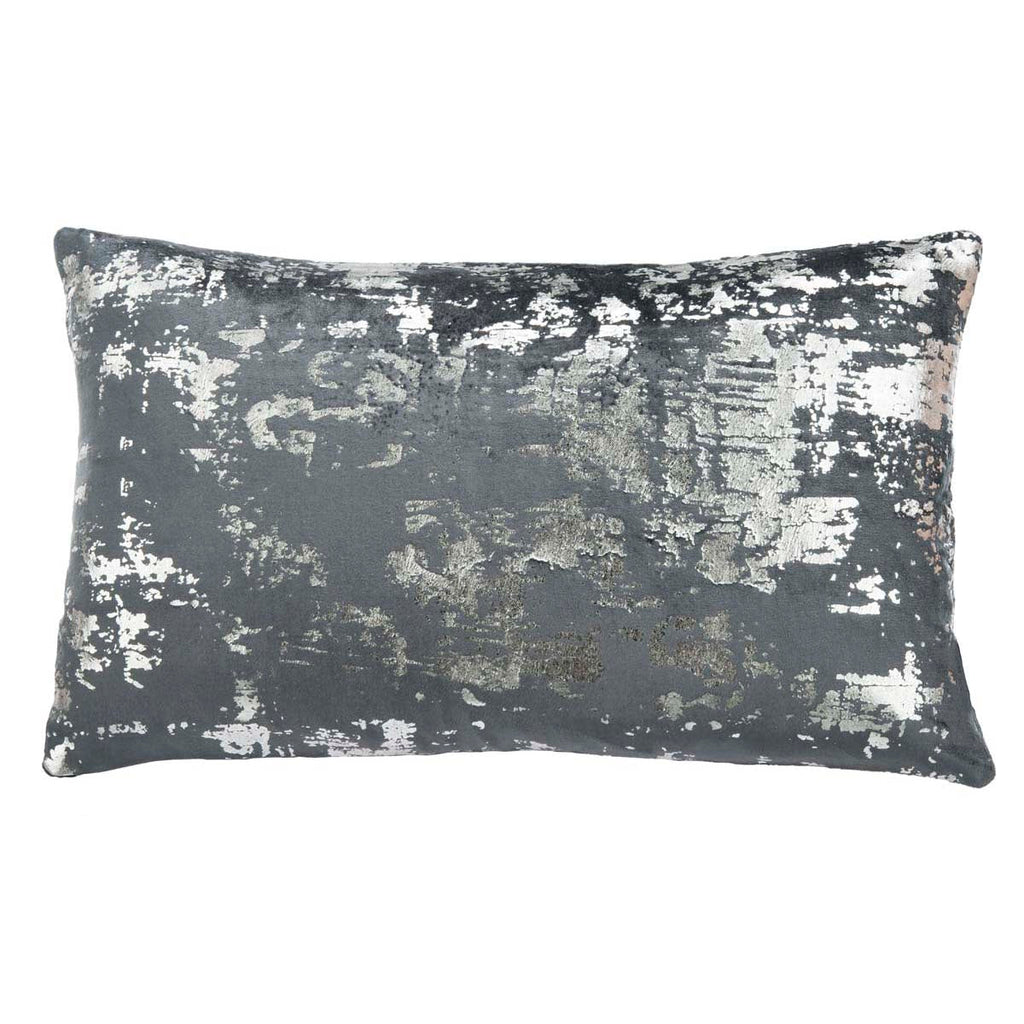 Edmee Metallic Pillow | Safavieh - Midnight Blue/Silver