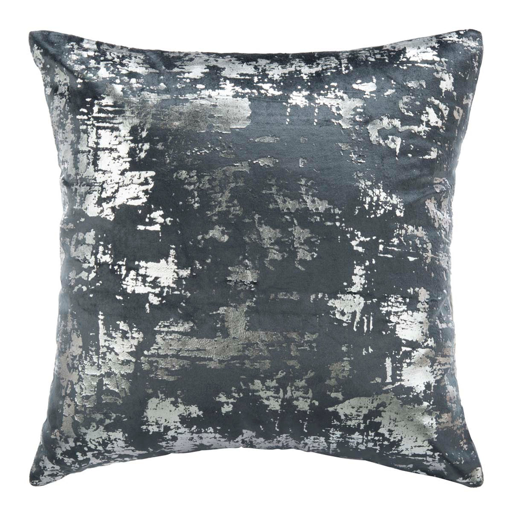 Edmee Metallic Pillow | Safavieh - Midnight Blue/Silver