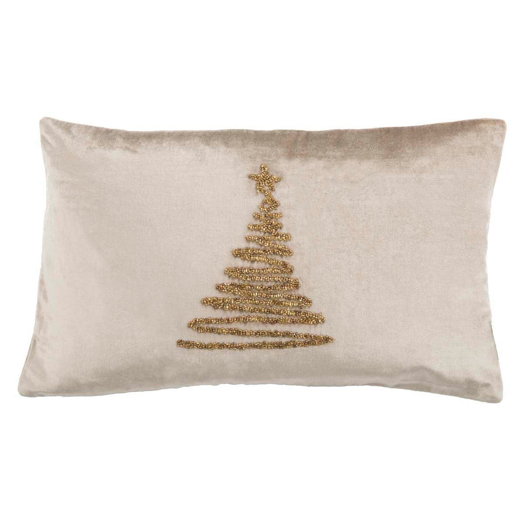 Enchanted Evergreen Pillow | Safavieh - Beige/Gold