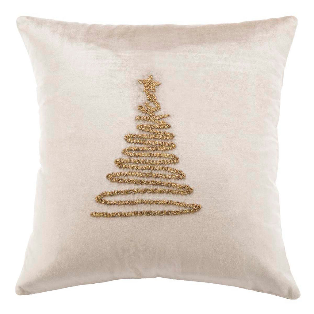 Enchanted Evergreen Pillow | Safavieh - Beige/Gold