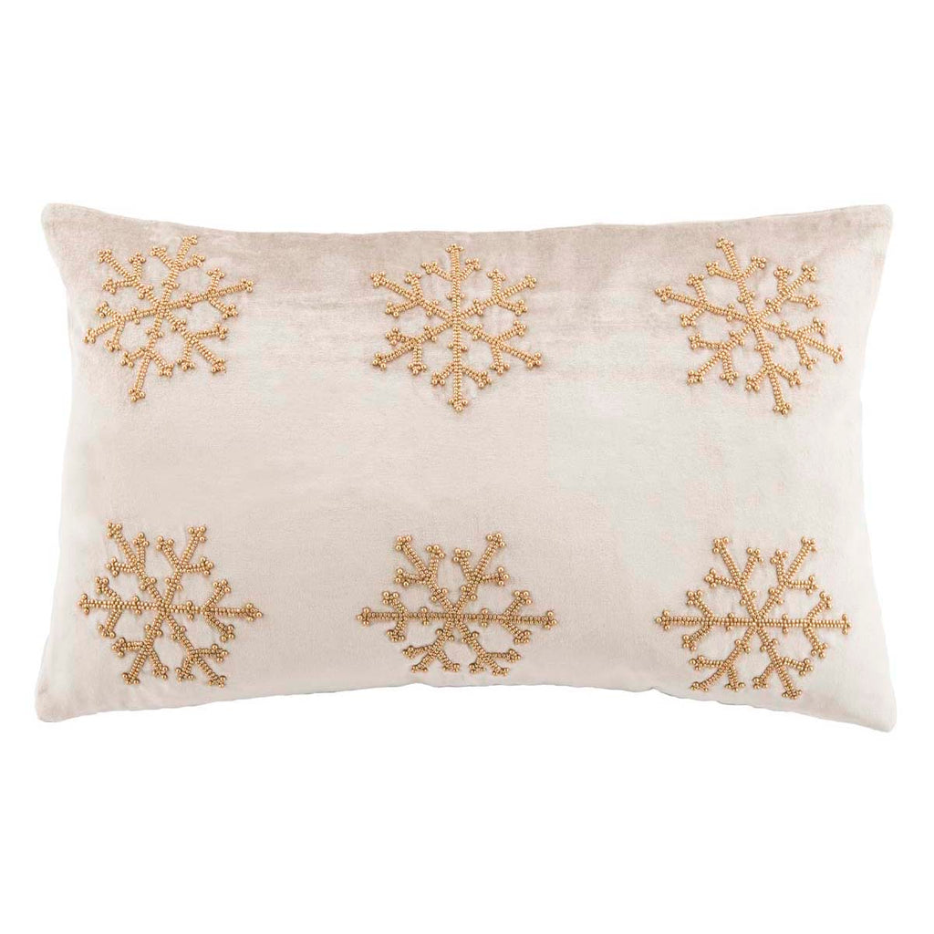 Sydnee Snowflake Pillow | Safavieh - Beige/Gold