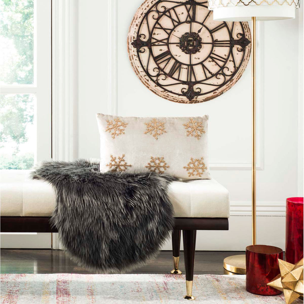 Sydnee Snowflake Pillow | Safavieh - Beige/Gold