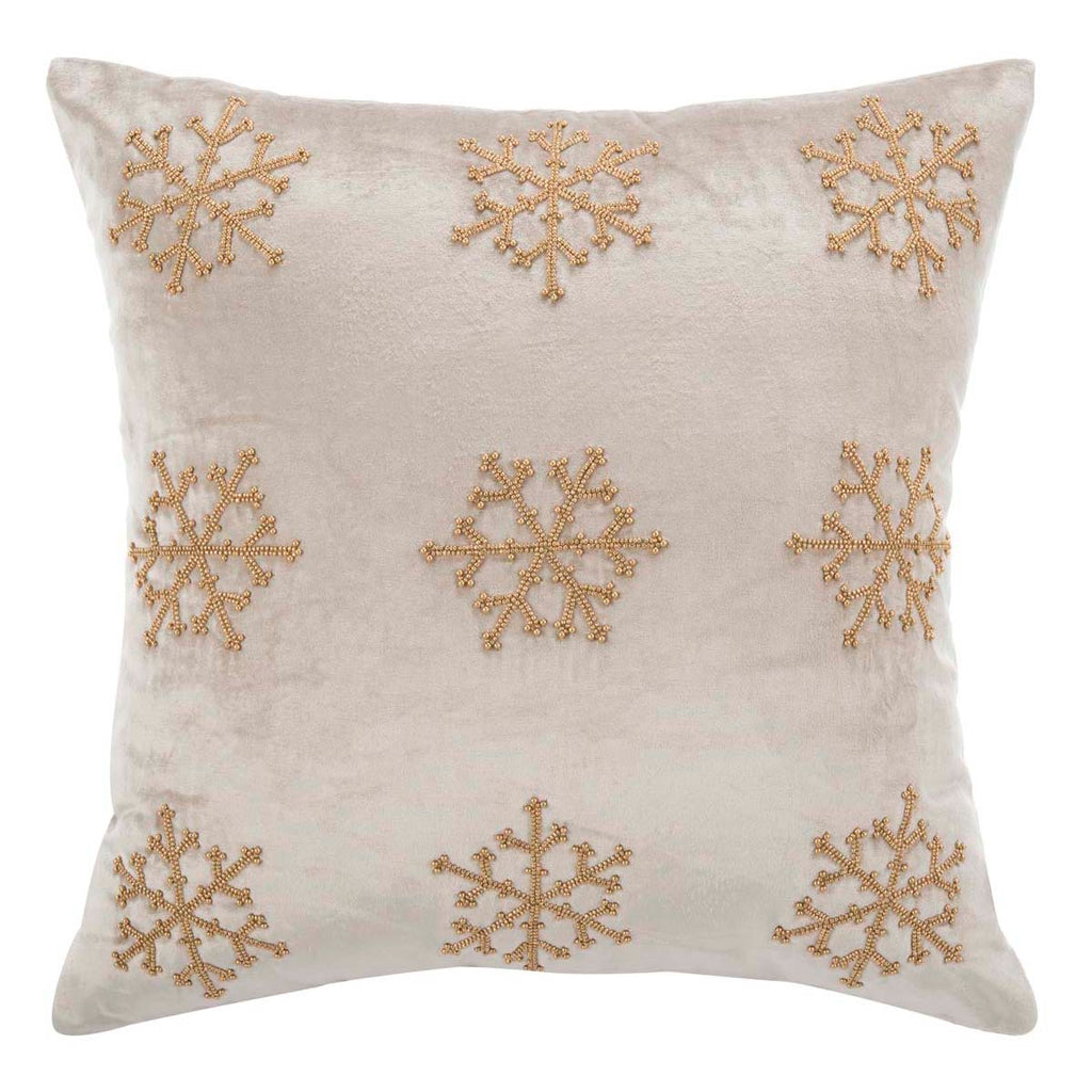 Sydnee Snowflake Pillow | Safavieh - Beige/Gold