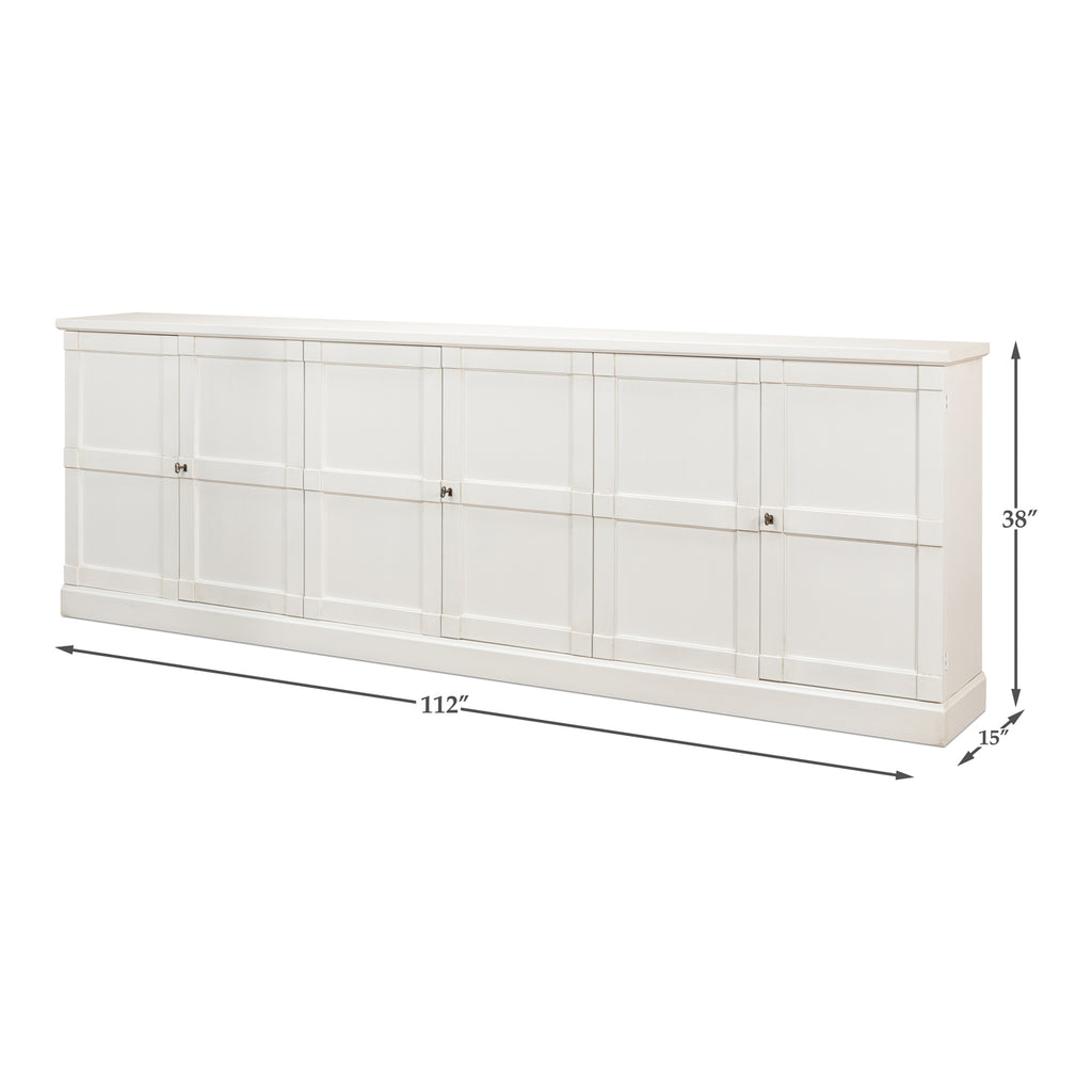 Luciana 6 Wood Dr Buffet 112" Cortina Wh | Sarreid - R045-79W