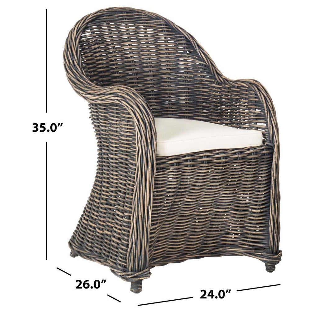 Callista Wicker Club Chair Safavieh - Black Wash