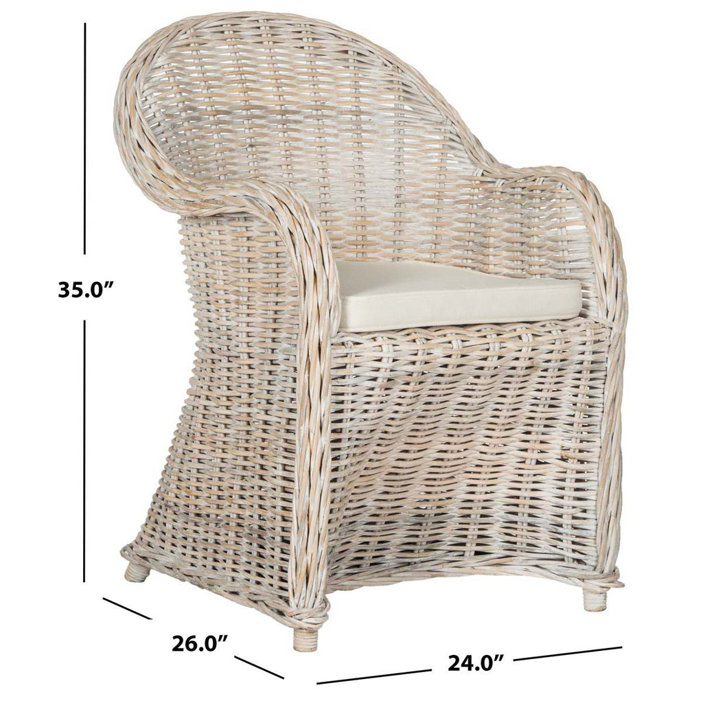 Callista Wicker Club Chair Safavieh - White Washed