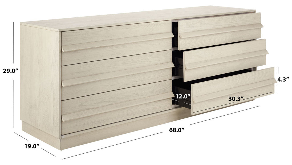 Safavieh Couture Deirdra 6 Drawer Wood Dresser - White Wash