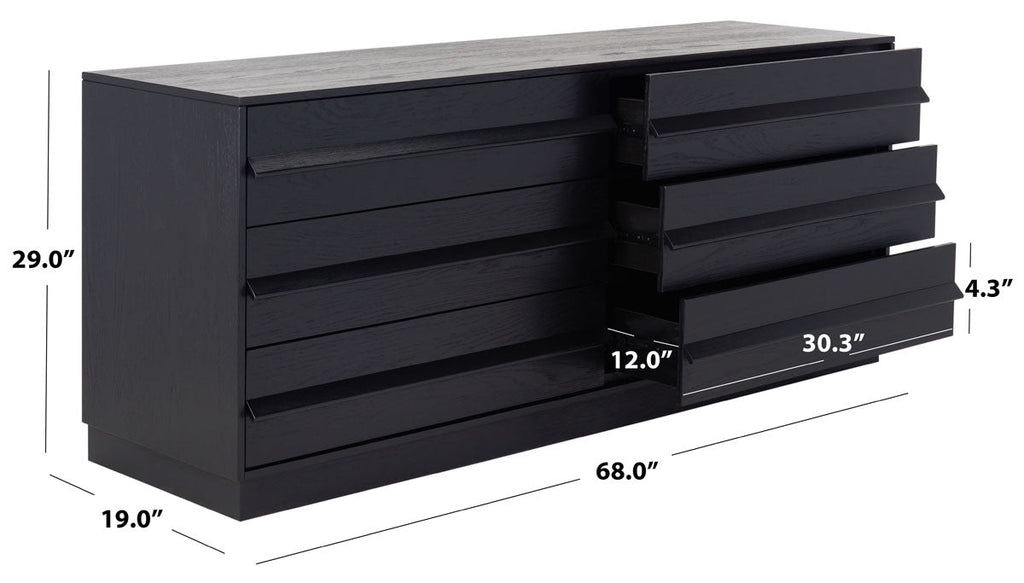 Safavieh Couture Deirdra 6 Drawer Wood Dresser - Black