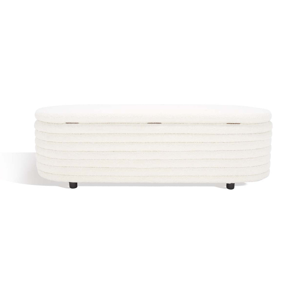 Safavieh Couture Jaymie Storage Bench, SFV5040 - Ivory / Black- Ivory / Black