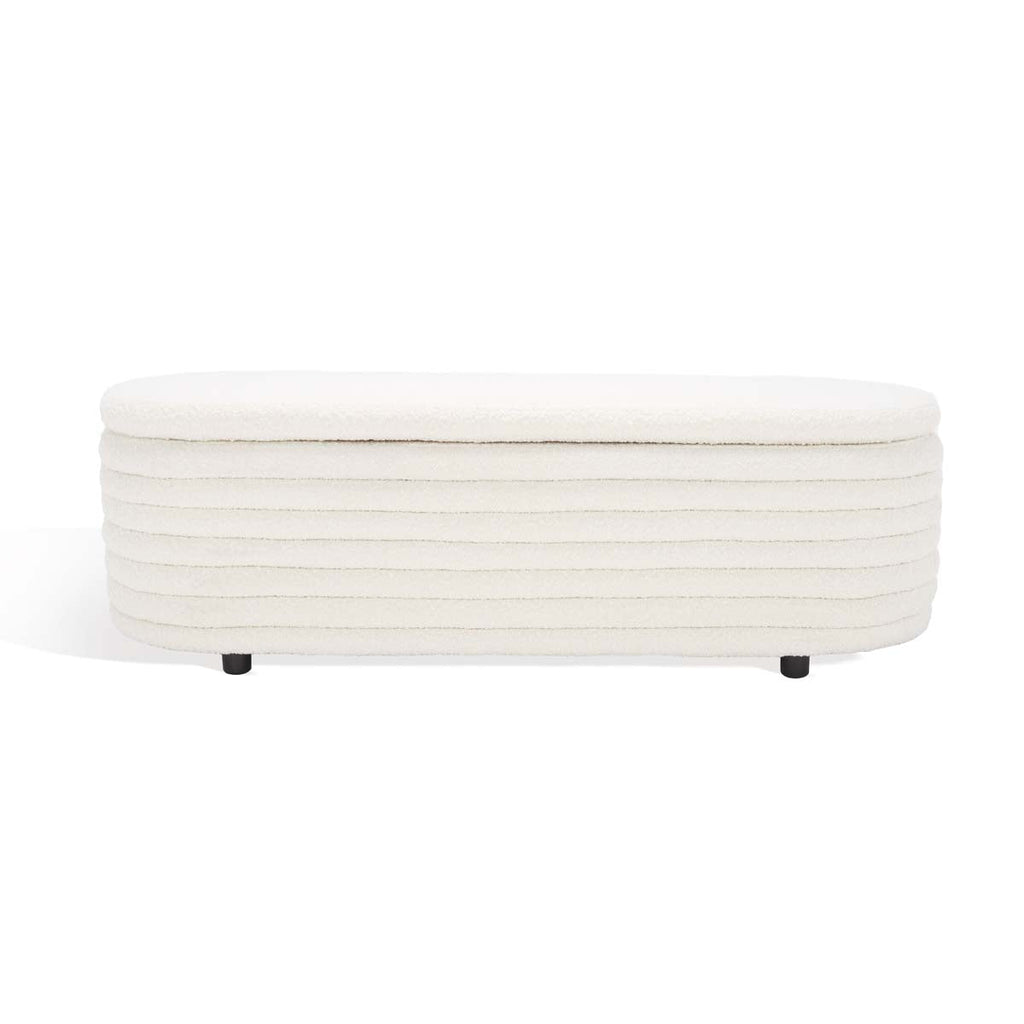 Safavieh Couture Jaymie Storage Bench, SFV5040 - Ivory / Black- Ivory / Black