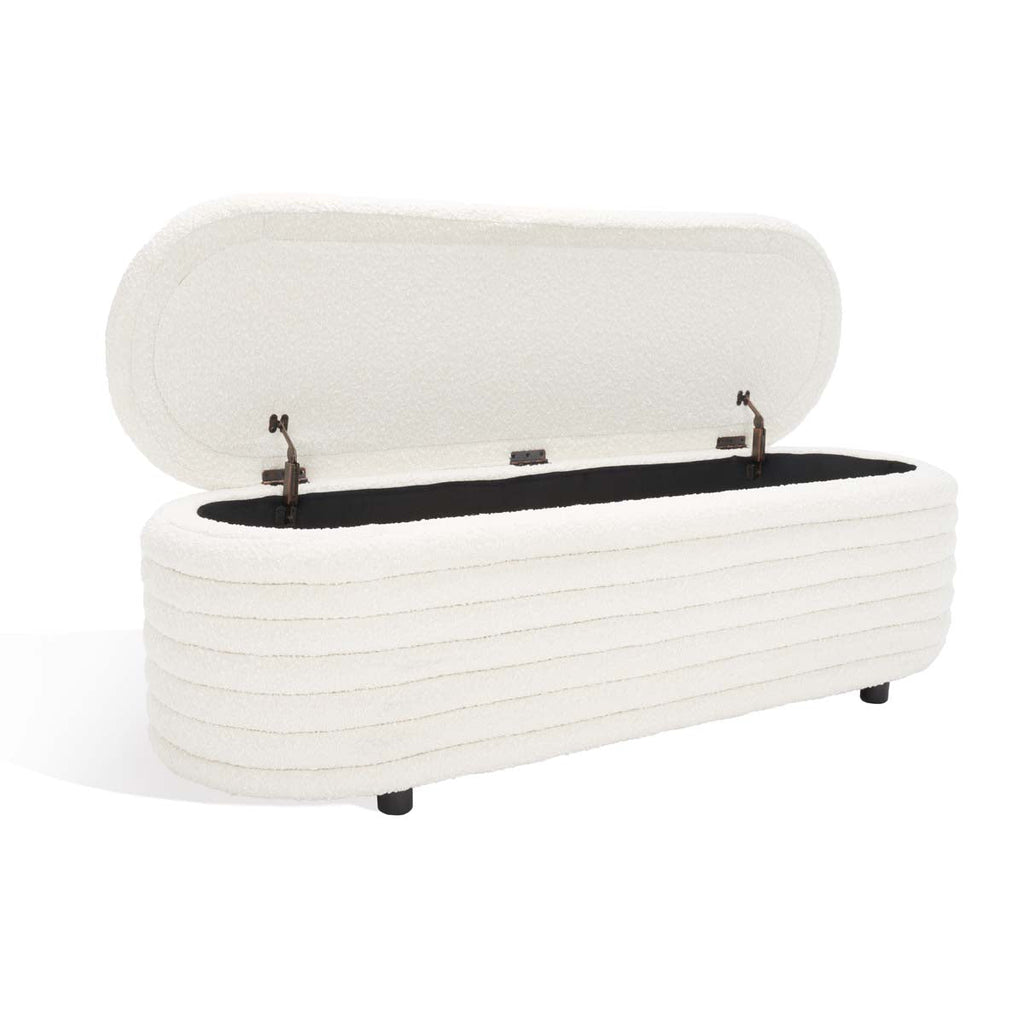 Safavieh Couture Jaymie Storage Bench, SFV5040 - Ivory / Black- Ivory / Black