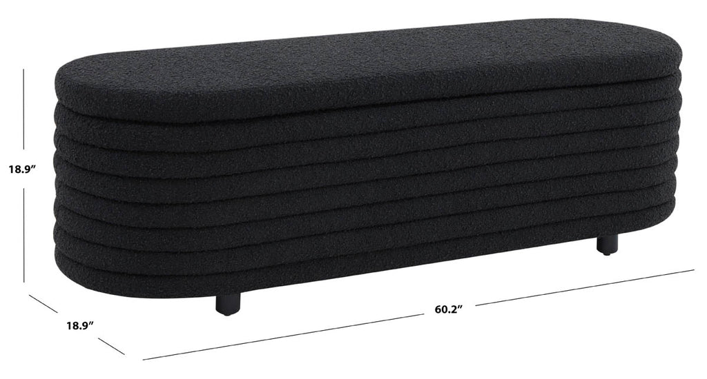 Safavieh Couture Jaymie Storage Bench, SFV5040 - Black / Black - Black / Black