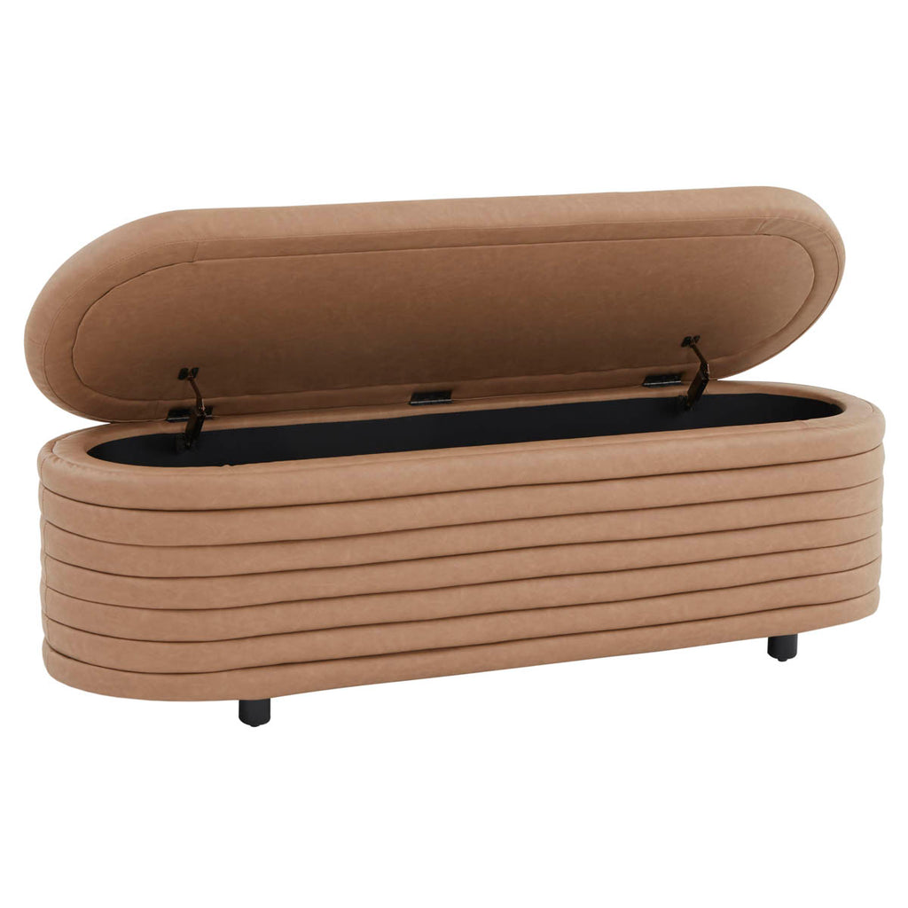 Safavieh Couture Jaymie Storage Bench, SFV5040 - Camel / Black- Camel / Black