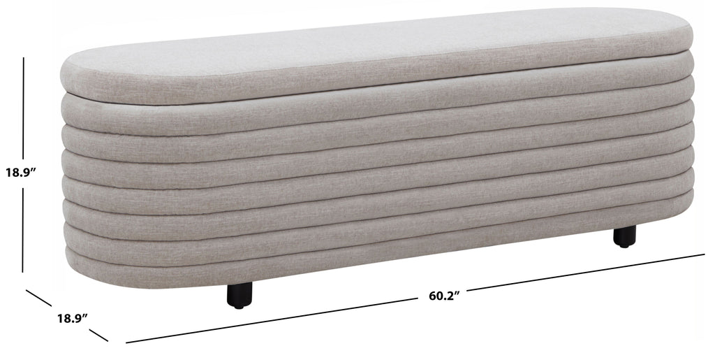 Safavieh Couture Jaymie Storage Bench, SFV5040 - Light Grey / Black