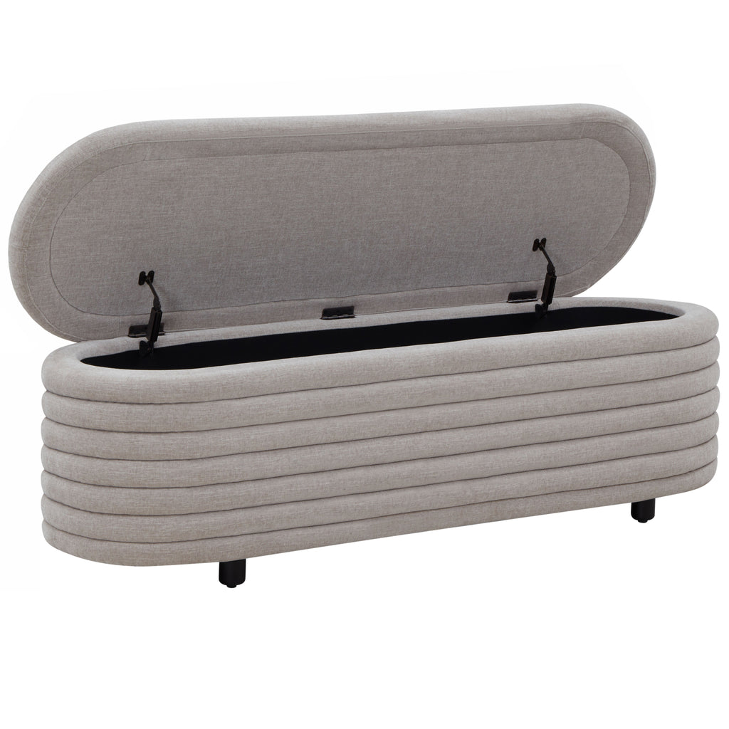 Safavieh Couture Jaymie Storage Bench, SFV5040 - Light Grey / Black