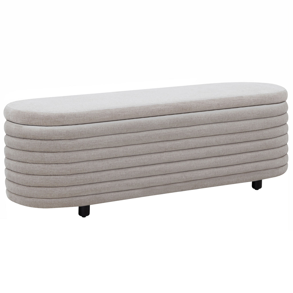 Safavieh Couture Jaymie Storage Bench, SFV5040 - Light Grey / Black