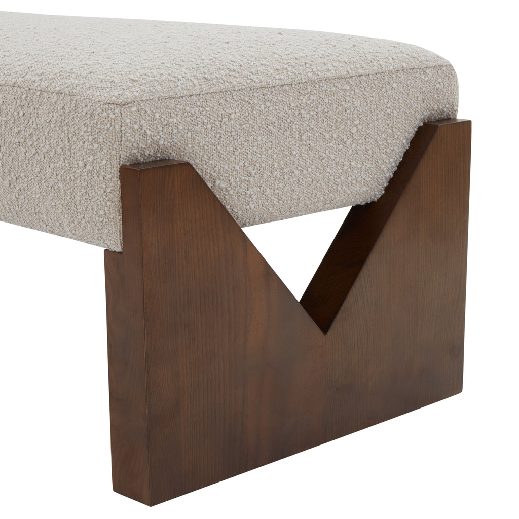 Safavieh Couture Alayna Boucle Bench, SFV5132 - Oatmeal / Walnut