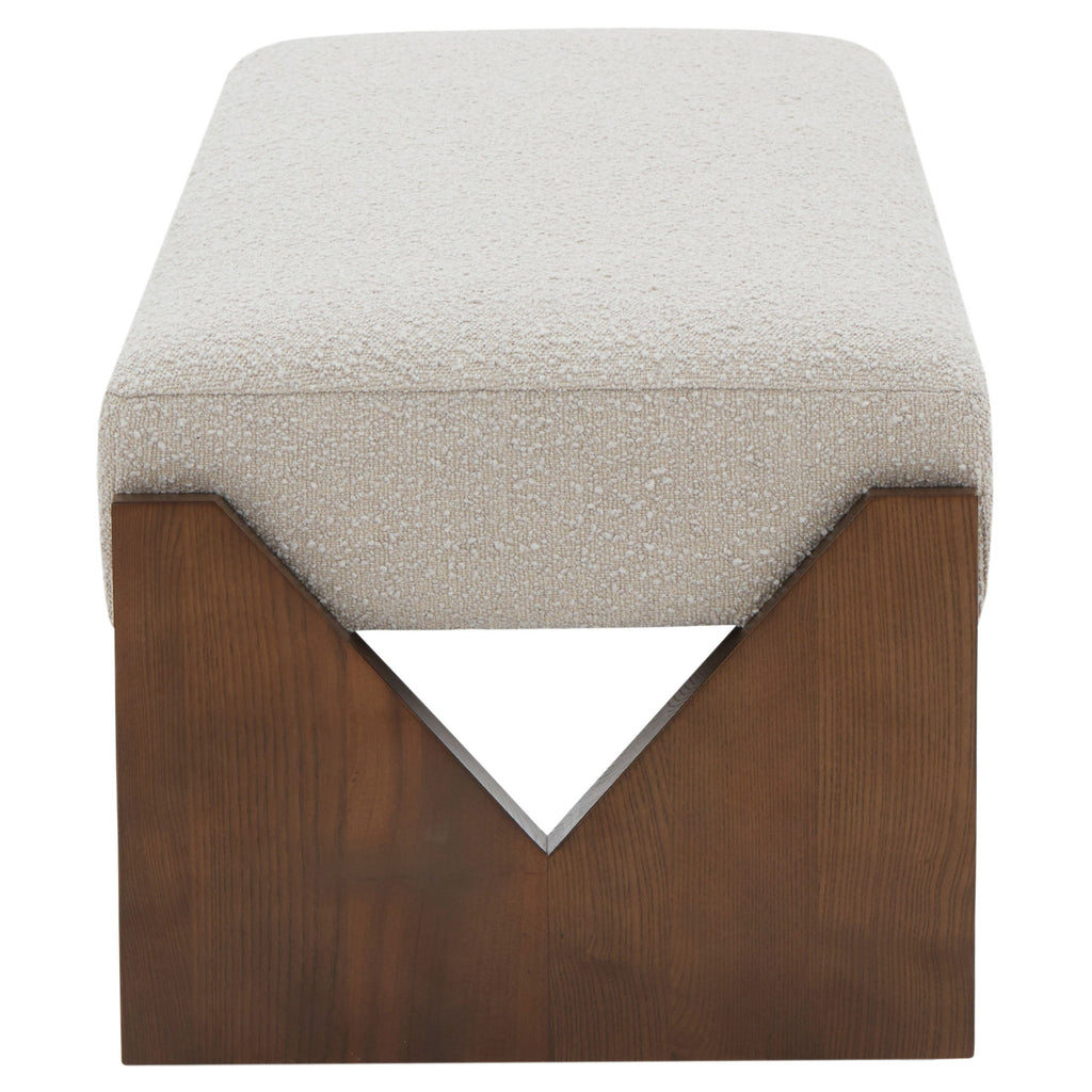 Safavieh Couture Alayna Boucle Bench, SFV5132 - Oatmeal / Walnut