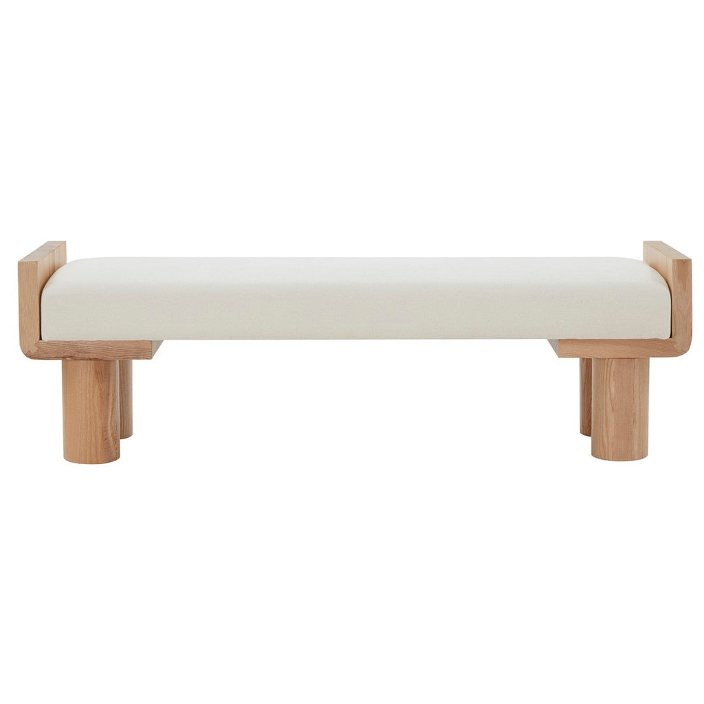 Safavieh Couture Iryna Boucle And Wood Bench, SFV5138 - Ivory / Natural