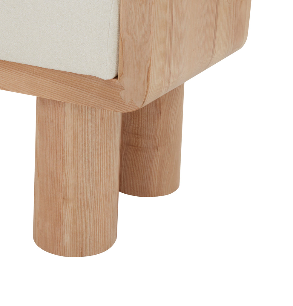 Safavieh Couture Iryna Boucle And Wood Bench, SFV5138 - Ivory / Natural