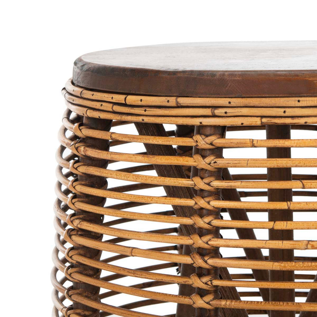 Safavieh Maui Rattan Drum Stool Table - Honey Brwn Wash