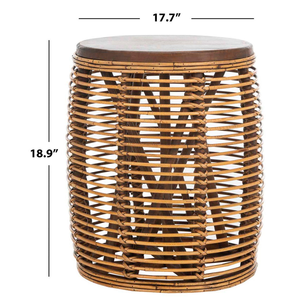 Safavieh Maui Rattan Drum Stool Table - Honey Brwn Wash