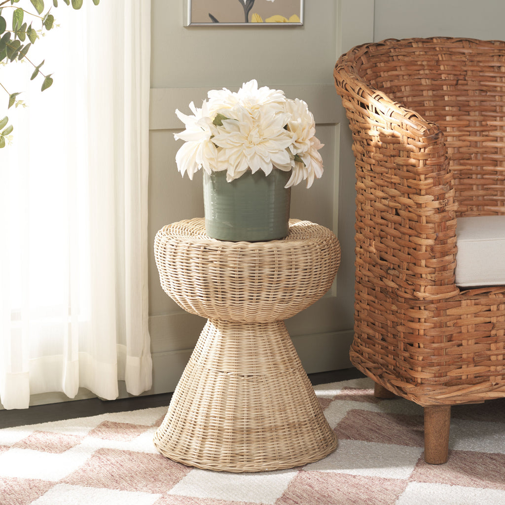 Tritan Rattan Accent Table | Safavieh - STL6502 - Natural