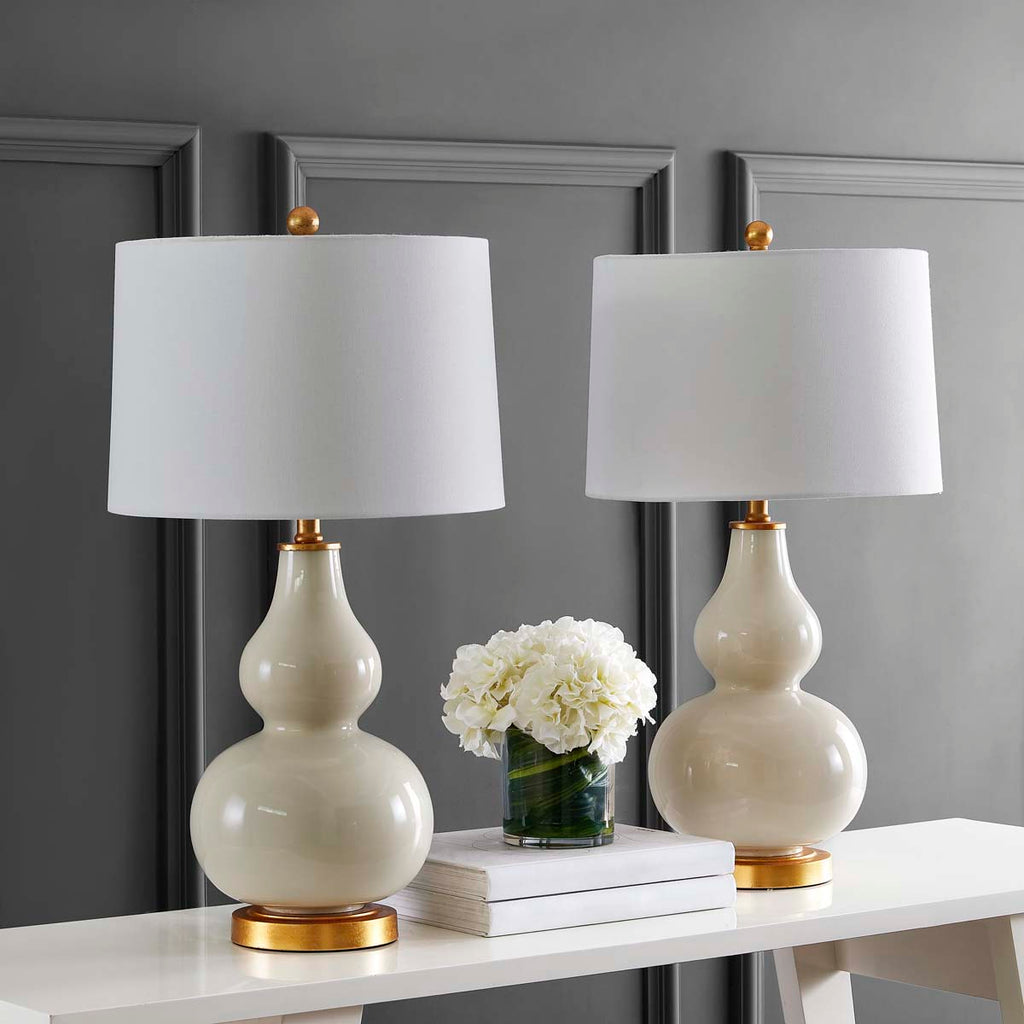 Karlen Table Lamp (Set of 2) | Safavieh - TBL4223 - Cream/Gold Leaf