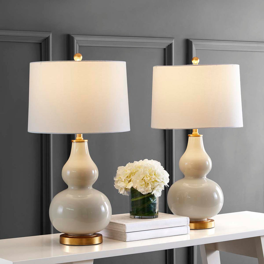 Karlen Table Lamp (Set of 2) | Safavieh - TBL4223 - Cream/Gold Leaf