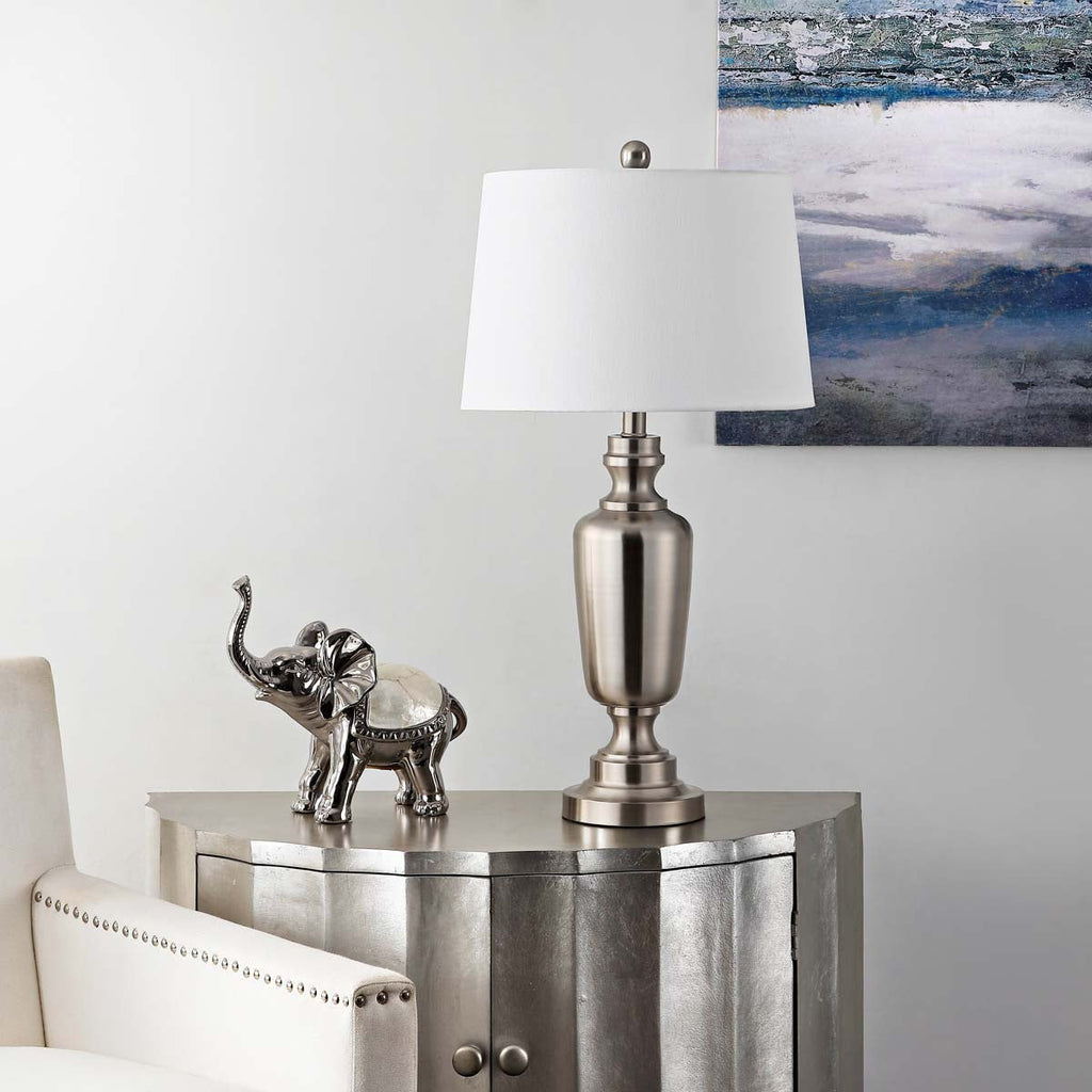 Ezra Iron Table Lamp | Safavieh - TBL4252 - Nickel