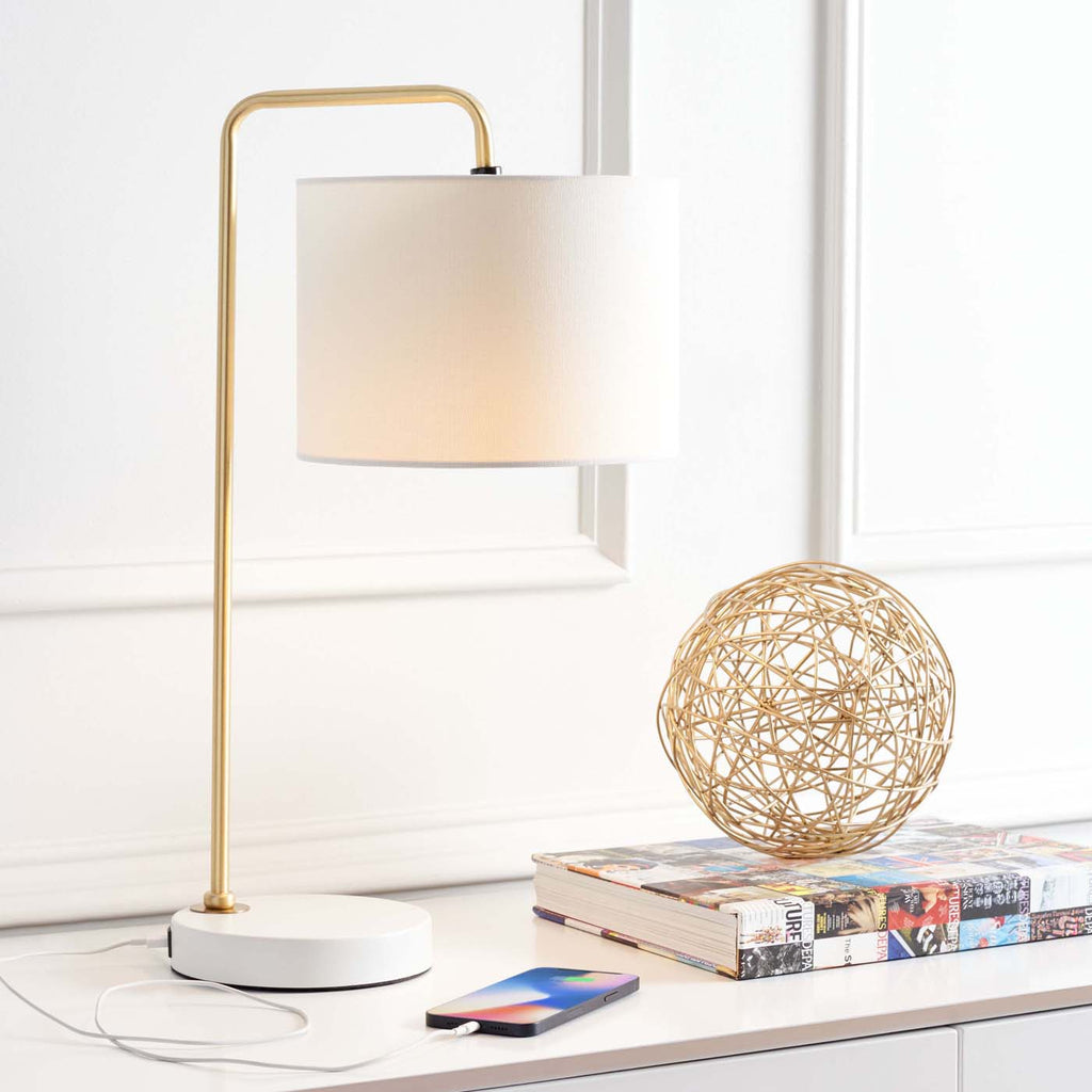 Felton Table Lamp | Safavieh - TBL7009 - Gold/White