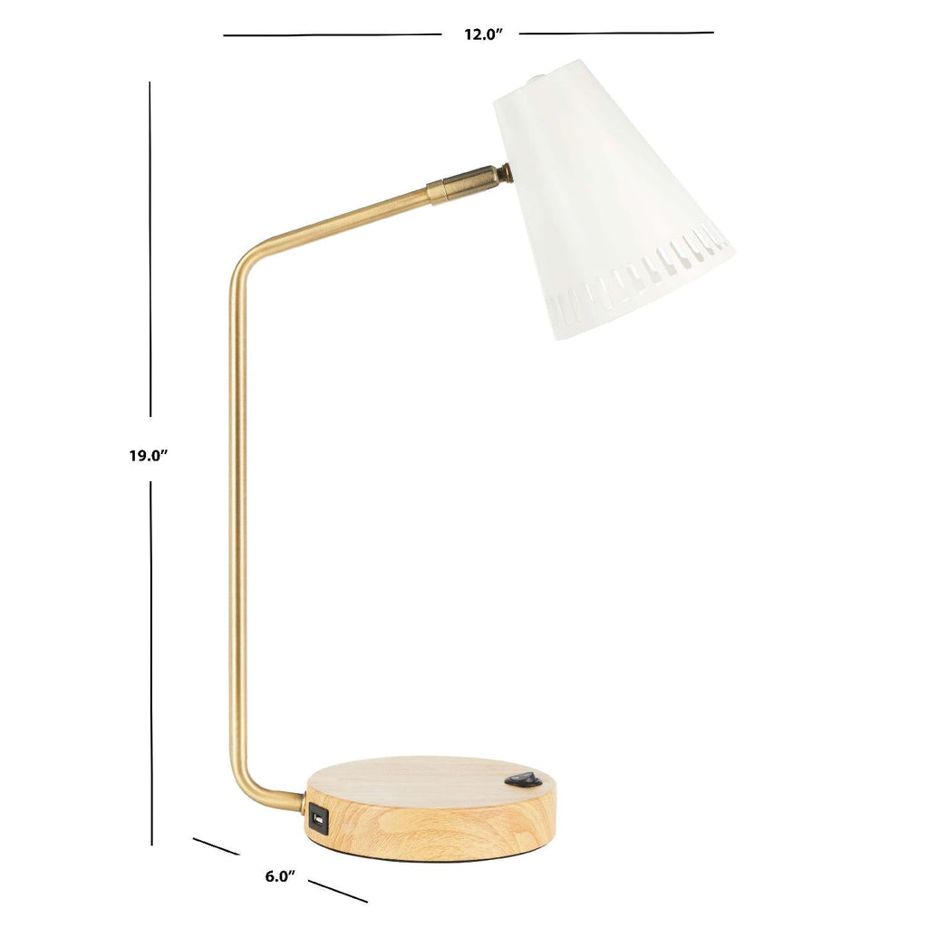 Veda Task Table Lamp | Safavieh - TBL7018 - Gold/White