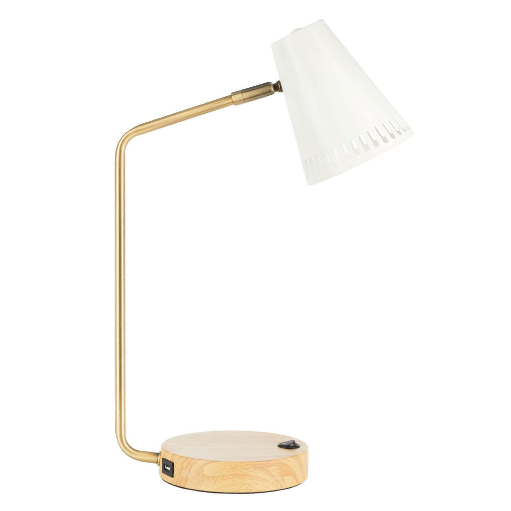 Veda Task Table Lamp | Safavieh - TBL7018 - Gold/White